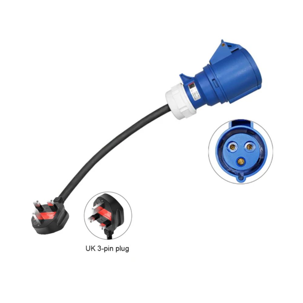 Red CEE socket (32A ) to schuko plug adapter (1)