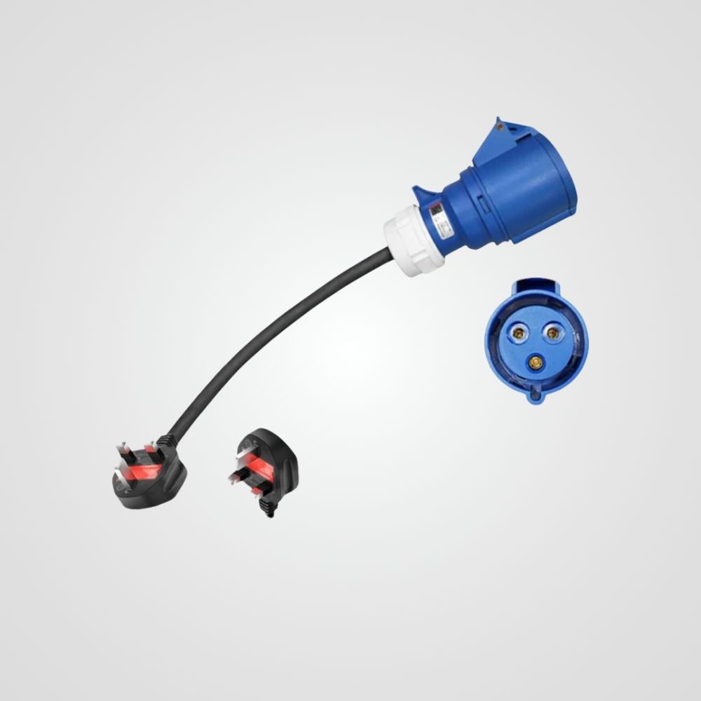 Red CEE socket (32A ) to schuko plug adapter (10)