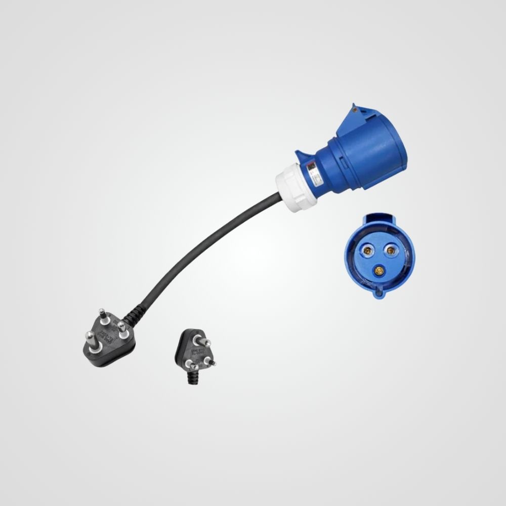 Red CEE socket (32A ) to schuko plug adapter (9)